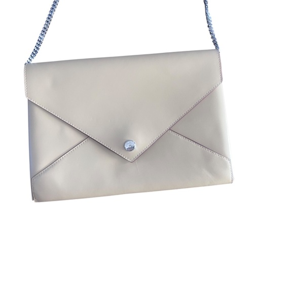 Tory Burch Smooth Leather Envelope Chain Shoulder Bag Nude, Burgundy Interior - Picture 3 of 8